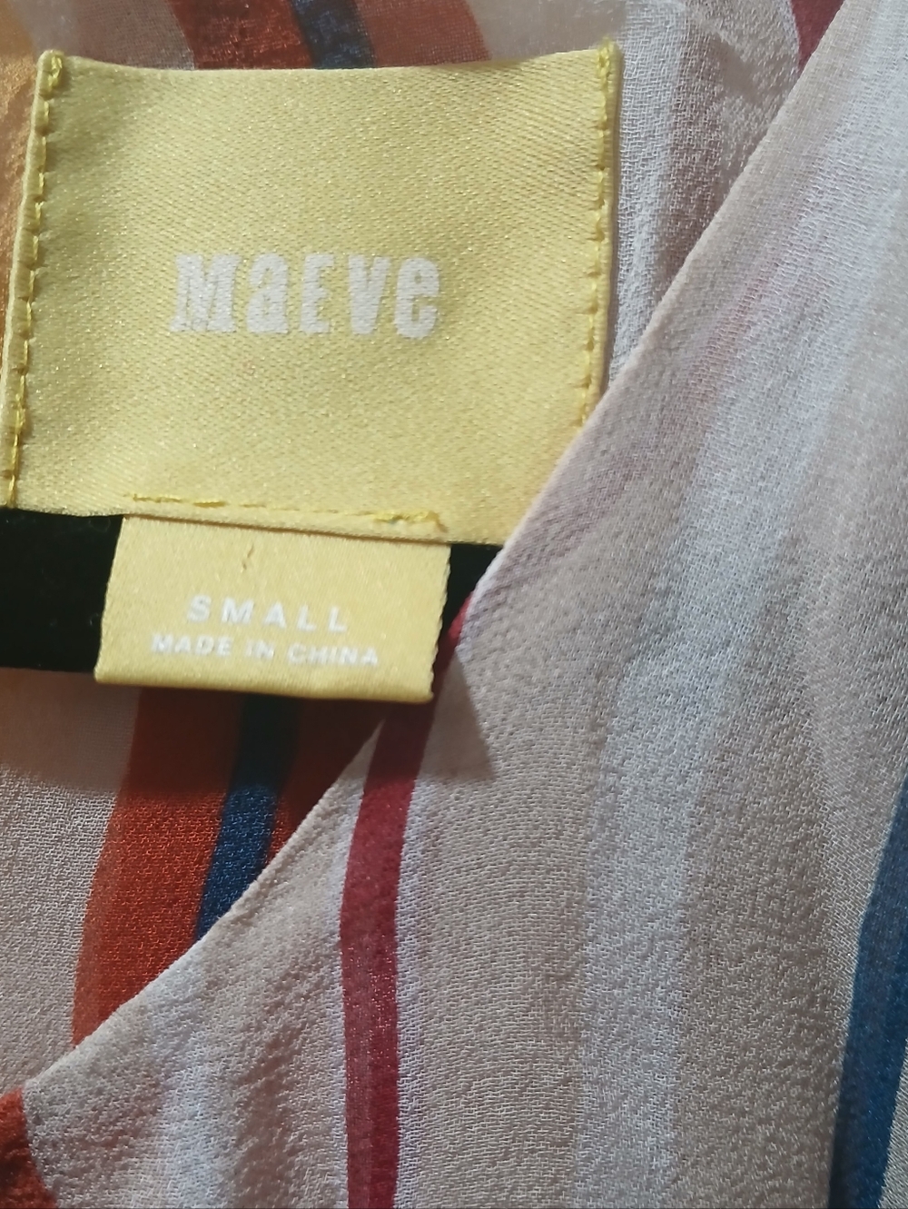 Maeve White Tunic with Mustard, Red & Blue Stripes - Picture 2 of 7